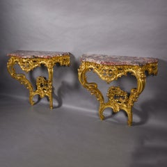 Pair of Louis XV Style Giltwood Console d'Appliques, circa 1910
