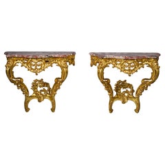 Pair of Louis XV Style Giltwood Console d
Appliques, circa 1910