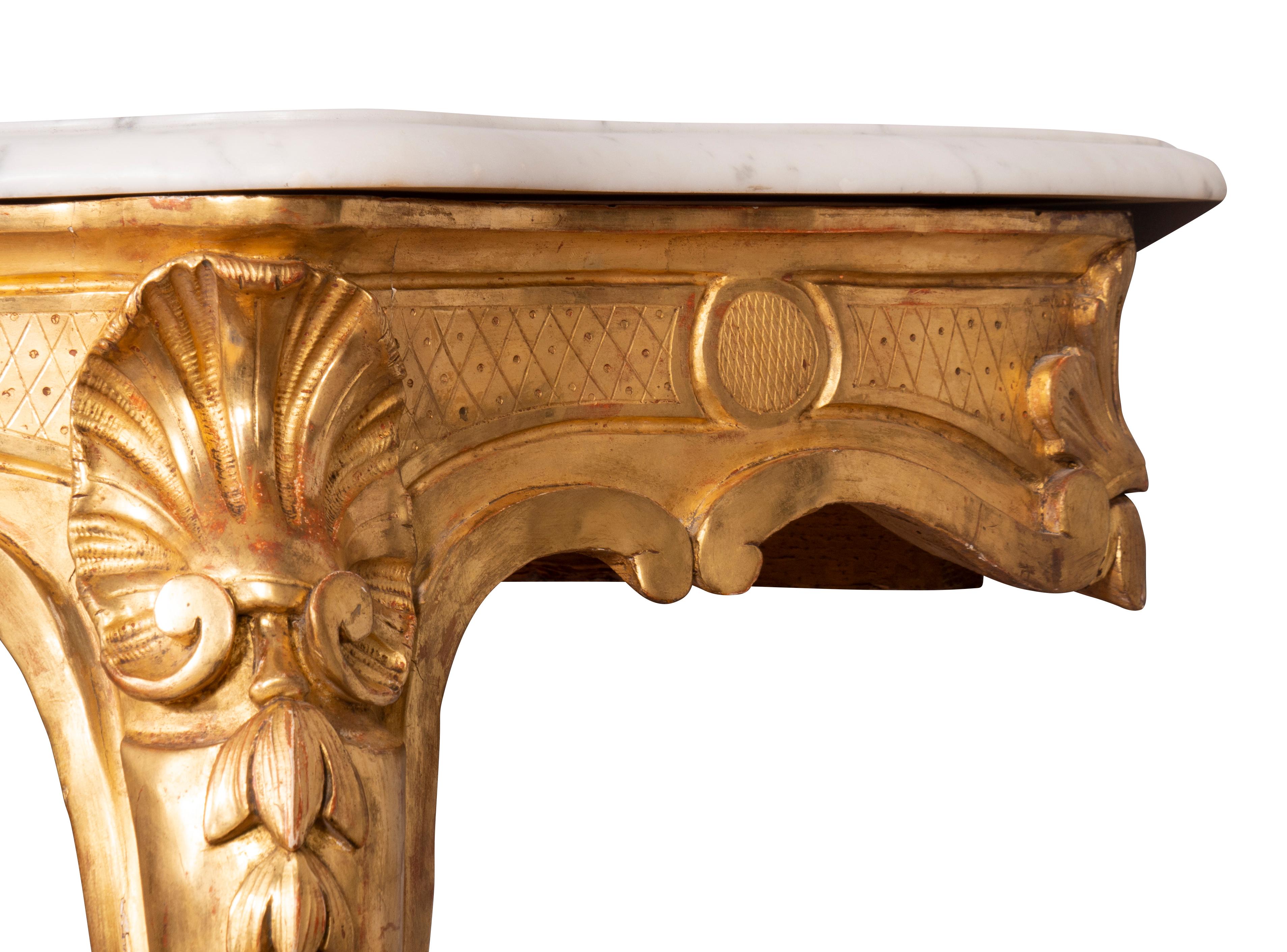 Pair of Louis XV Style Giltwood Console Tables 5
