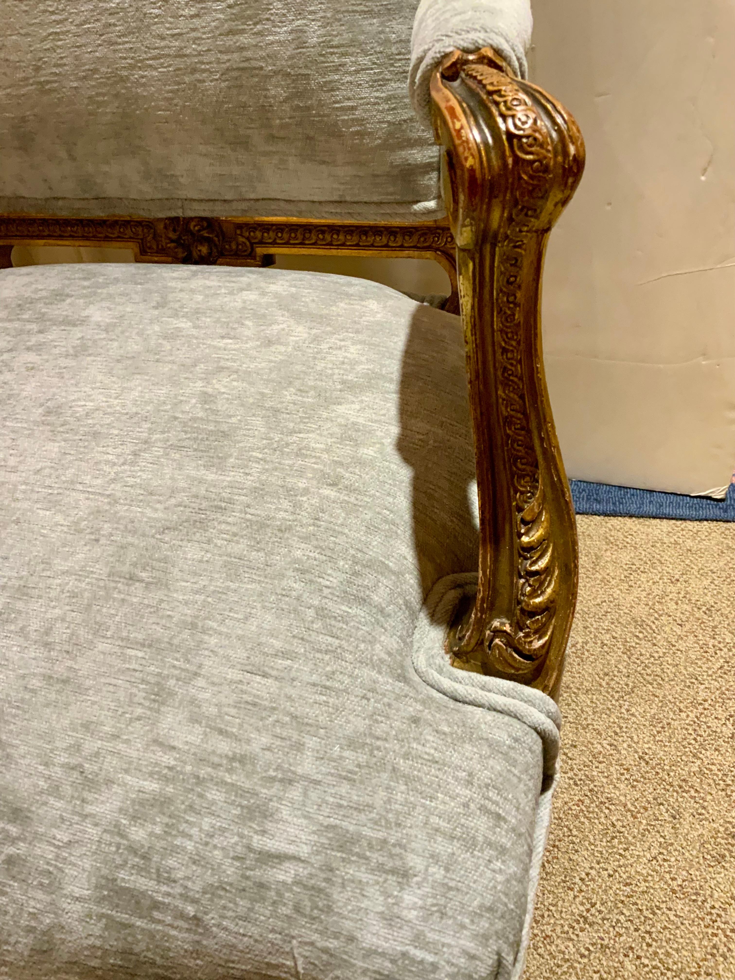 19th Century Pair of Louis XV-Style Giltwood Fauteuils/arm chairs For Sale