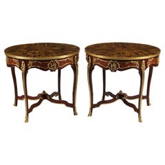 Pair of Louis XV Style Gueridons with Tiger's Eye Table Tops