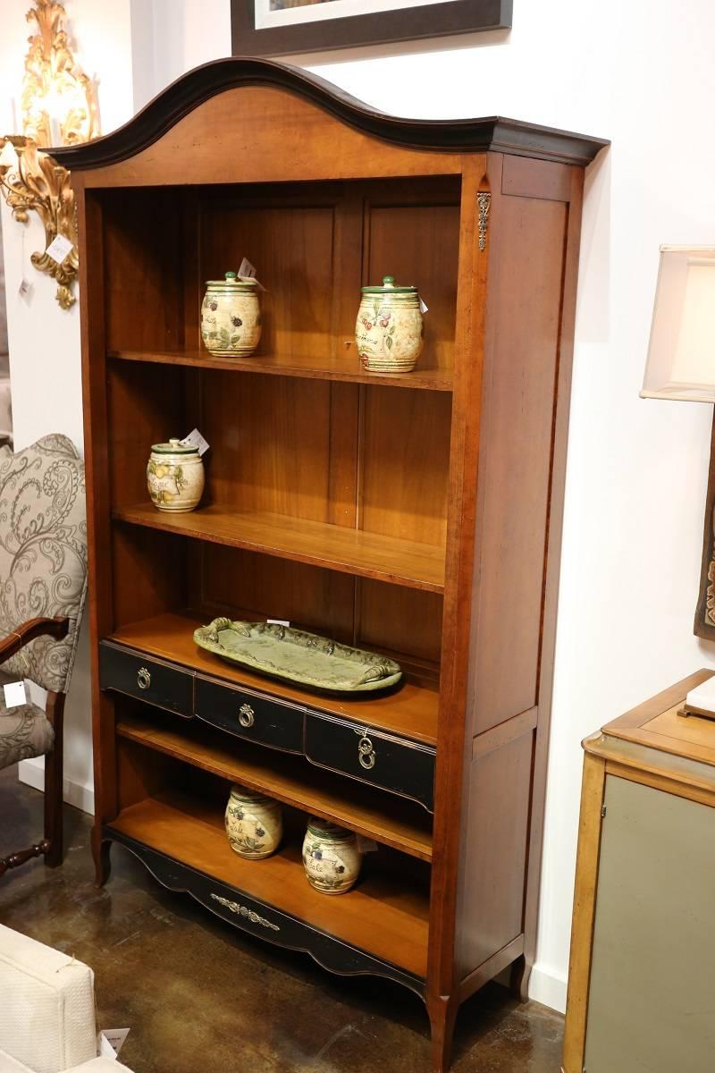 Italian Pair of Louis XV Hand-Carved Bookcases w/ 3 Drawers - FREE LOCAL DELIVERY For Sale