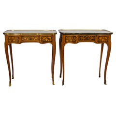 Pair of Louis XV Style Inlaid Side Tables