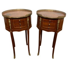Pair of Louis XV Style Inlaid Side Tables With Ormolu Accents