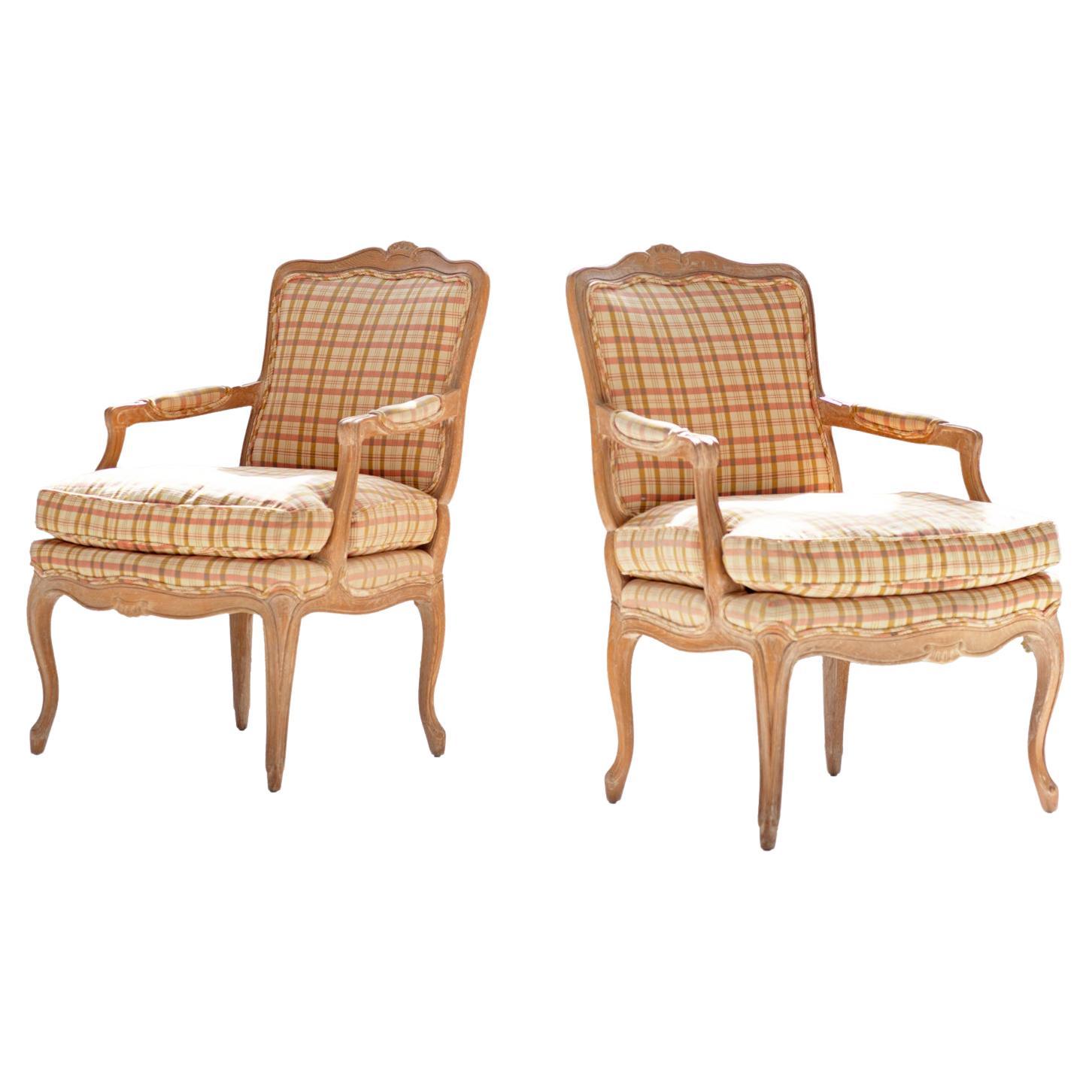 Pair of Louis XV Style Lounge Chairs by Henredon