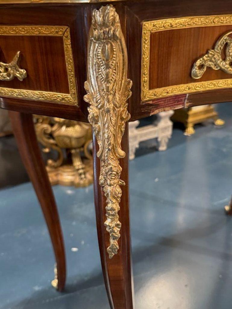 Contemporary Pair of Louis XV Style Mahogany and Gilt Bronze Tables For Sale