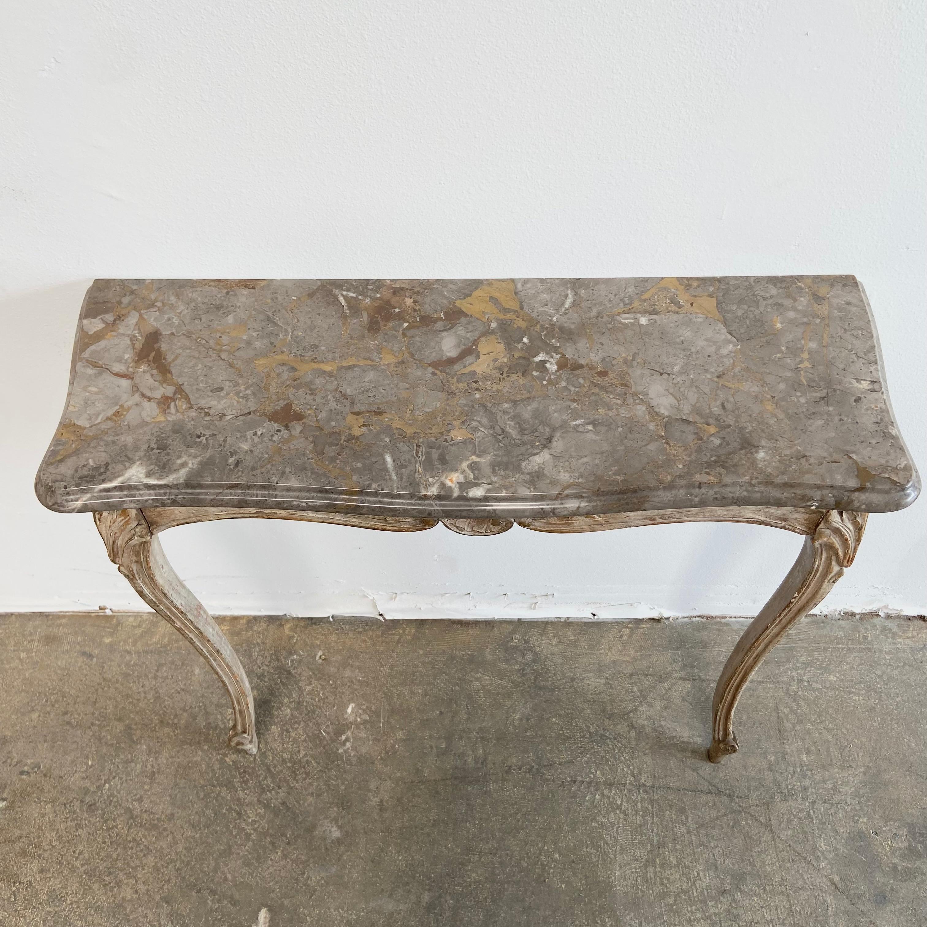 Pair of Louis XV Style Marble Top Console Tables 1