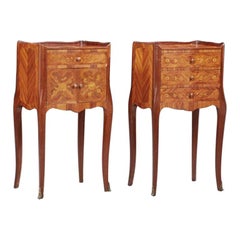 Pair of Louis XV Style Marquetry Nightstand