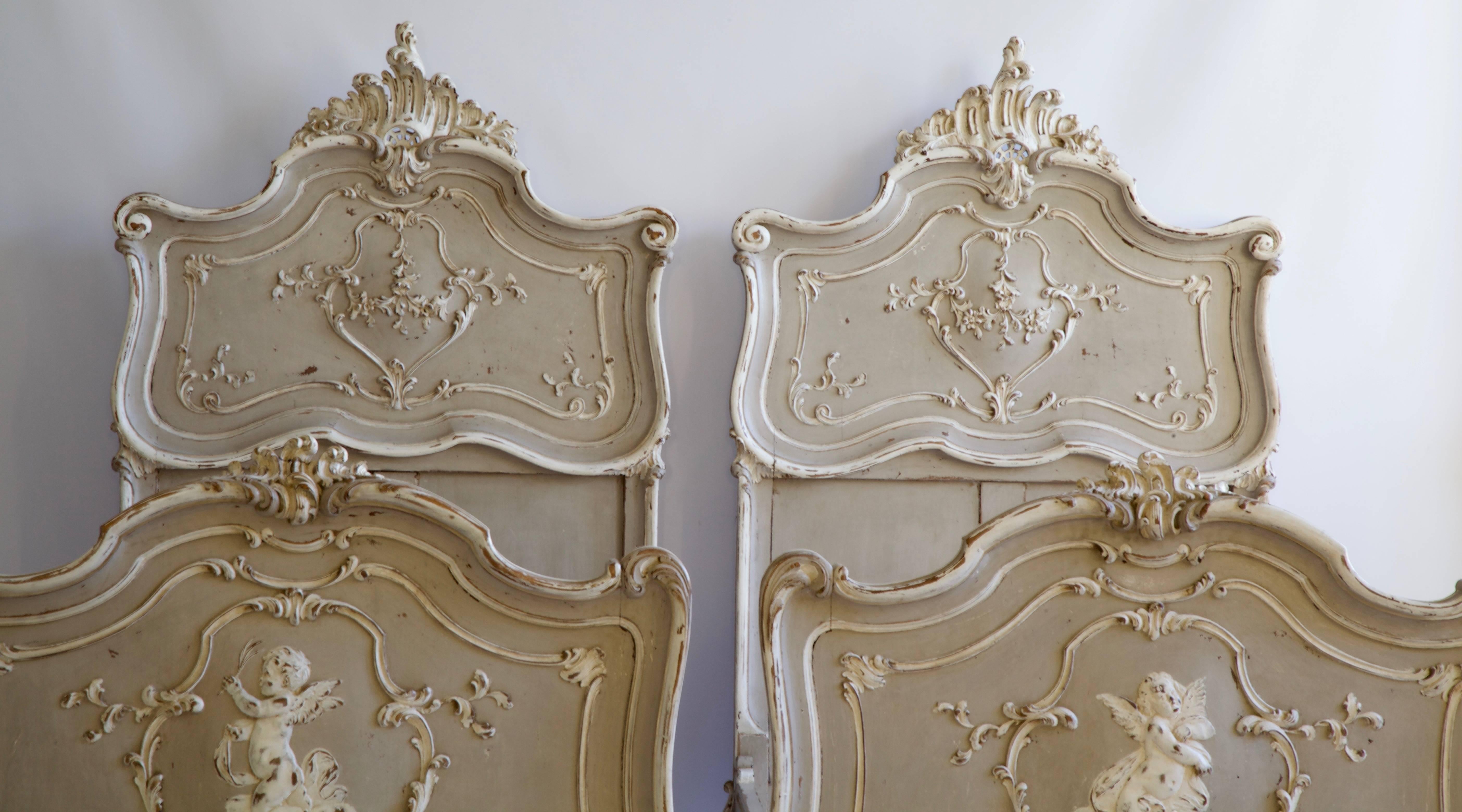 French Pair of Louis XV Style Matching Beds