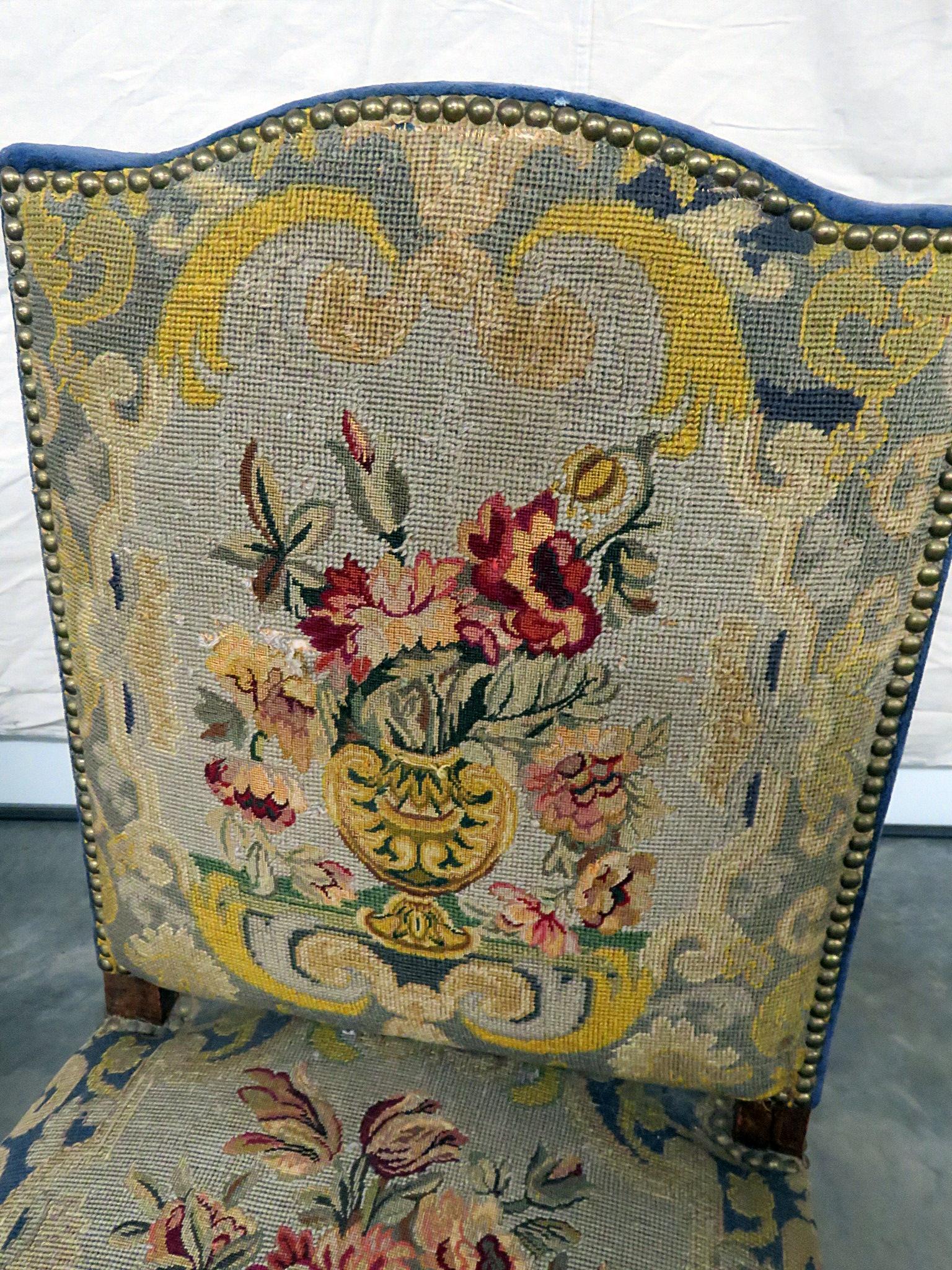 20th Century Pair of Louis XV Style Needlepoint Chairs