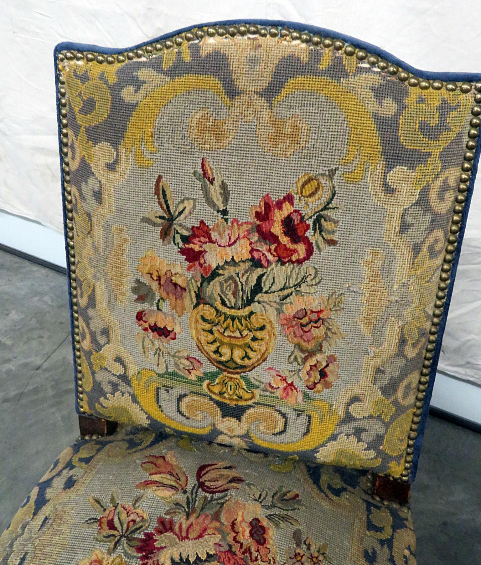 Upholstery Pair of Louis XV Style Needlepoint Chairs