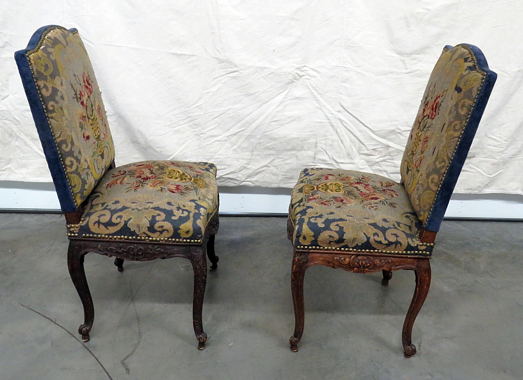 Pair of Louis XV Style Needlepoint Chairs 2