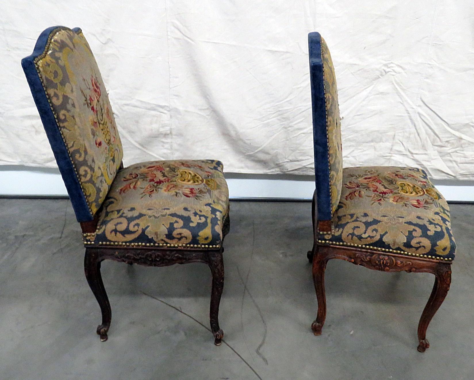 Pair of Louis XV Style Needlepoint Chairs 4