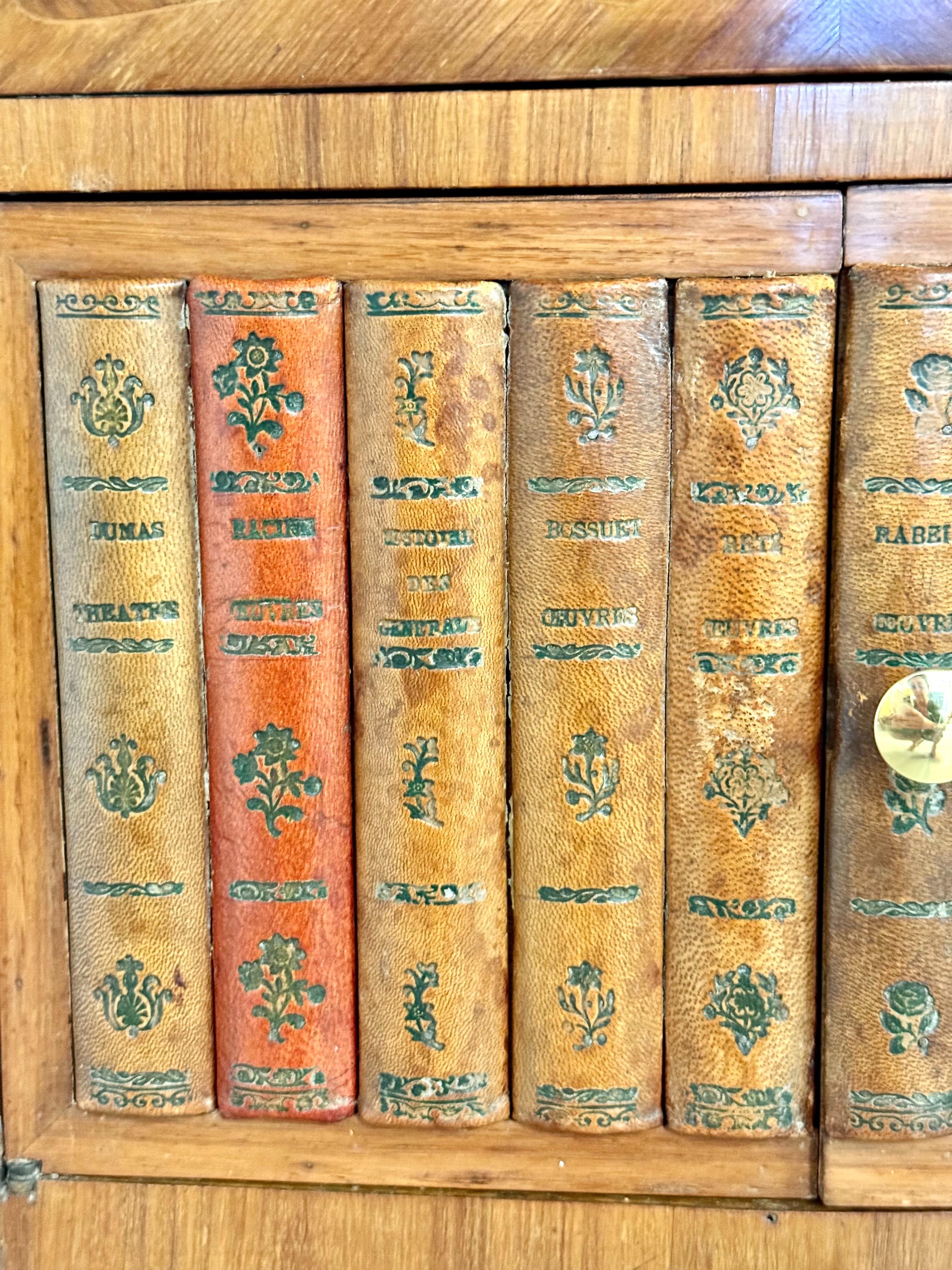Pair of Louis XV Style Nightstands with Faux Book Front, 19th Century For Sale 8