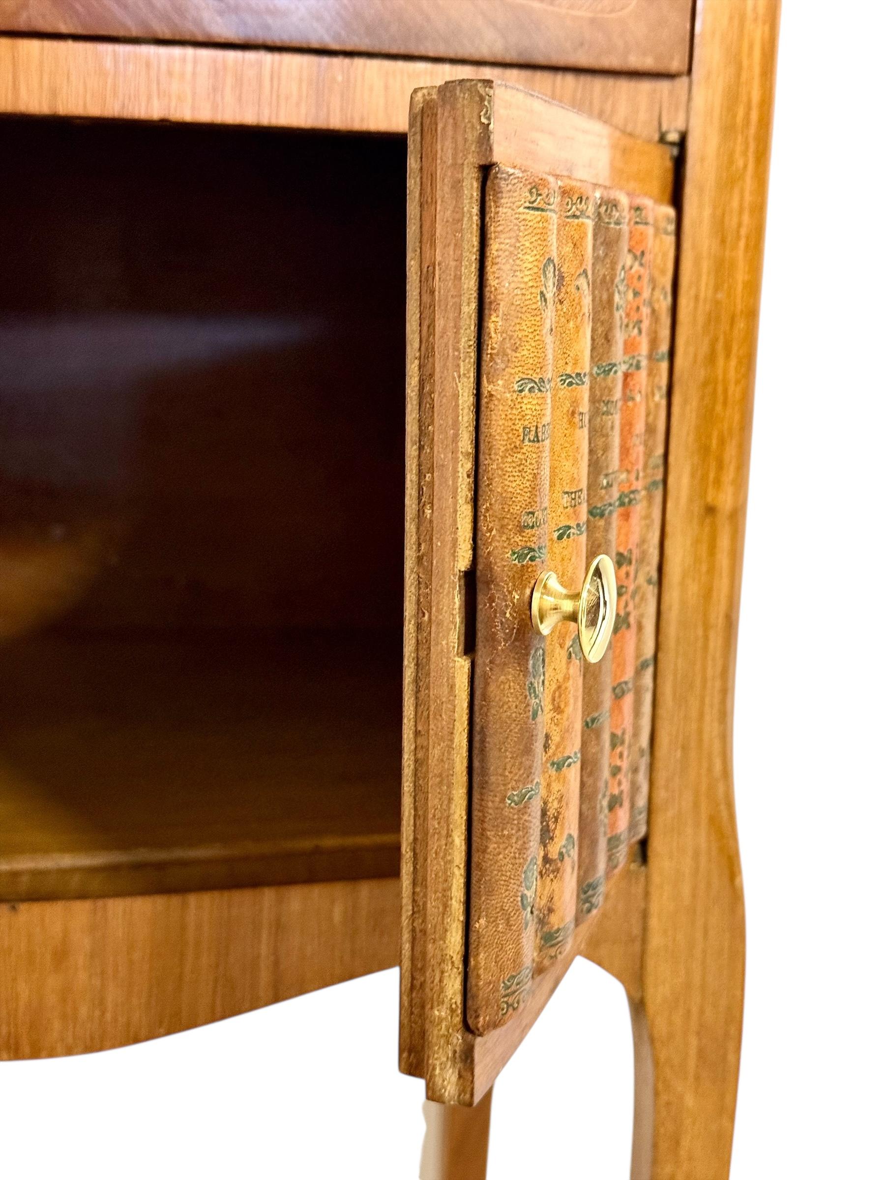 Pair of Louis XV Style Nightstands with Faux Book Front, 19th Century For Sale 10