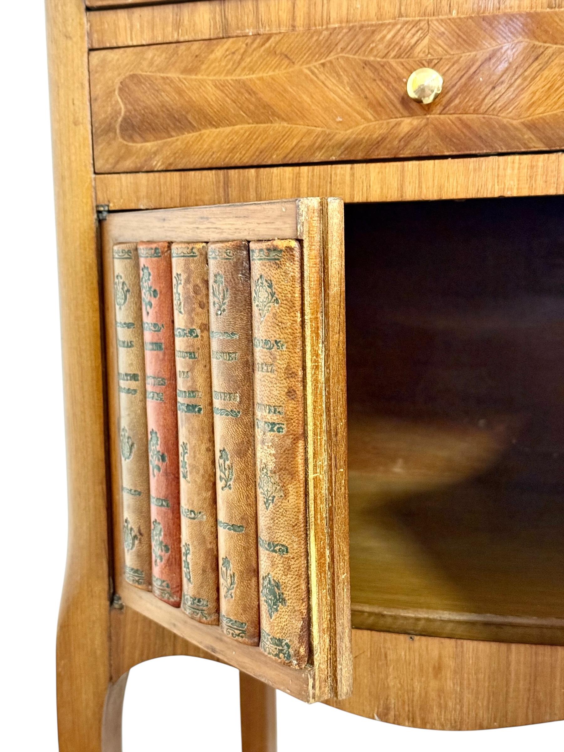 Pair of Louis XV Style Nightstands with Faux Book Front, 19th Century For Sale 11