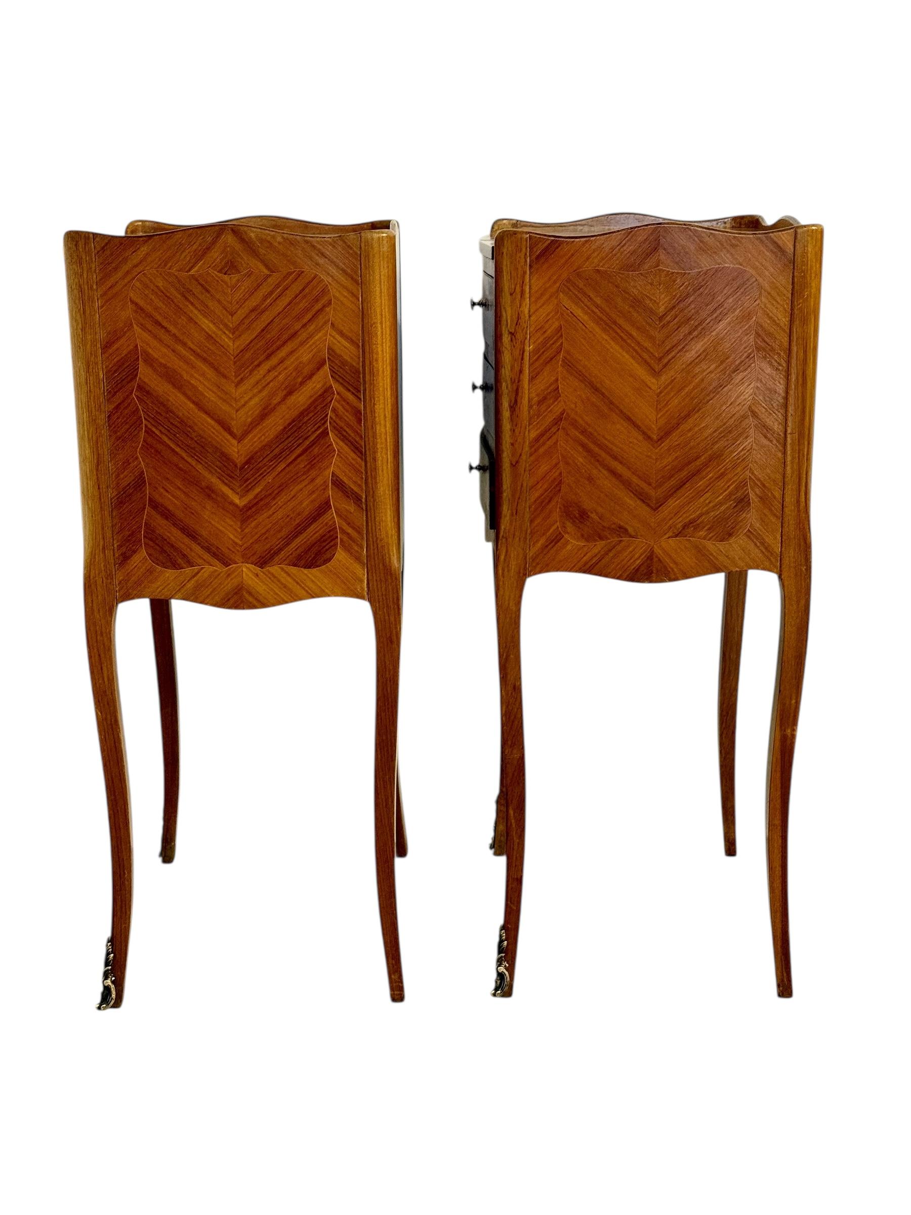 French Pair of Louis XV Style Nightstands with Faux Book Front, 19th Century For Sale