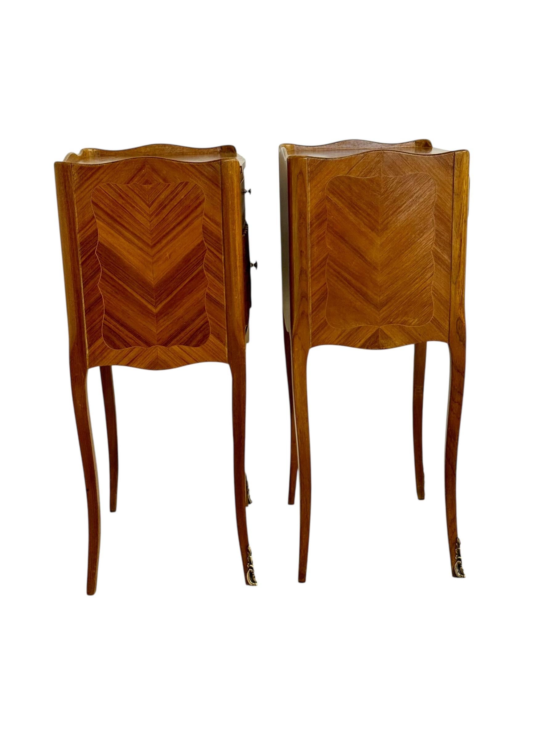 Leather Pair of Louis XV Style Nightstands with Faux Book Front, 19th Century For Sale