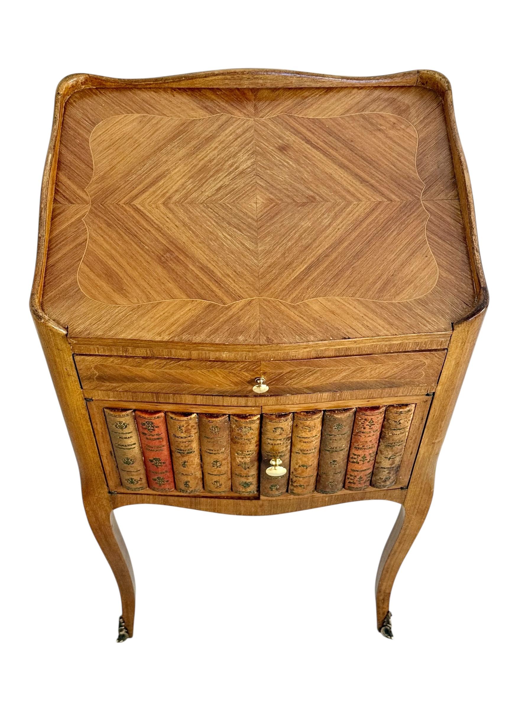 Pair of Louis XV Style Nightstands with Faux Book Front, 19th Century For Sale 4