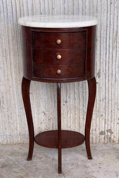 Pair of Louis XV Style Nightstands with Three Drawers and Cabriole Legs