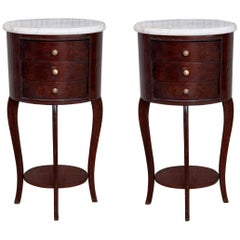 Pair of Louis XV Style Nightstands with Three Drawers and Cabriole Legs