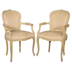 Pair of Louis XV Style Paint Decorated Armchairs