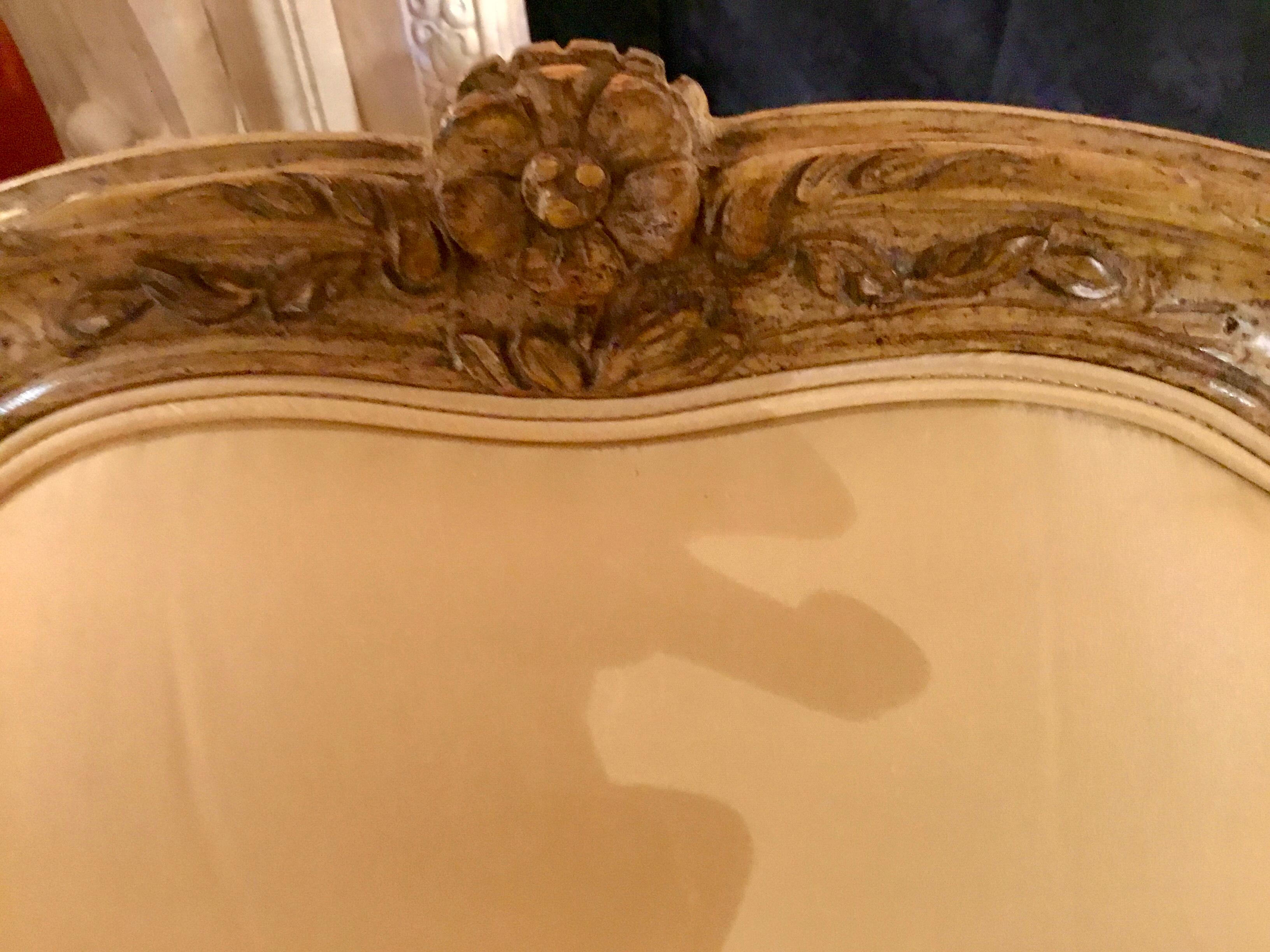 Pair of Louis XV-Style Painted and Carved Bergere Chairs, 20th Century For Sale 3