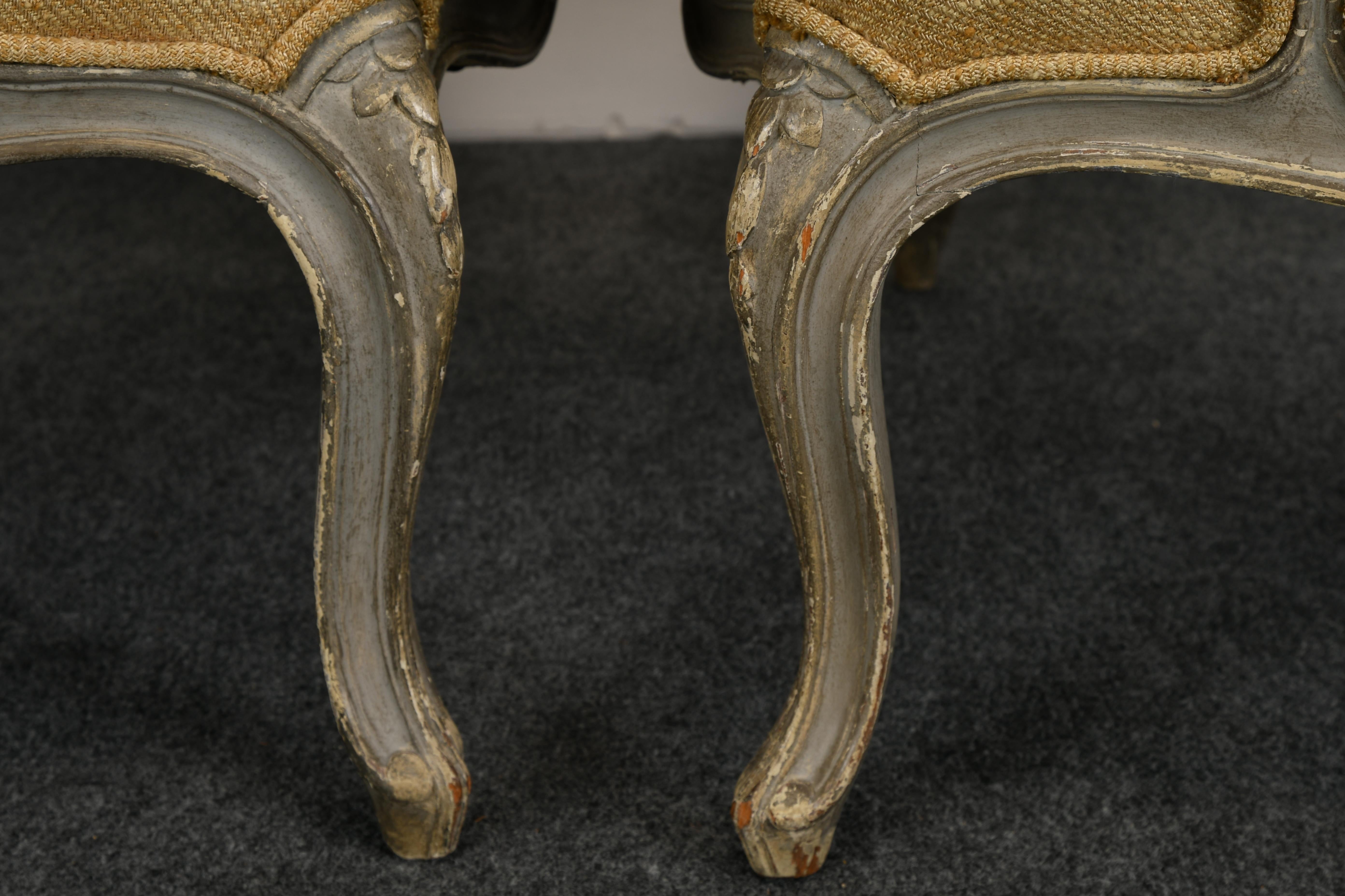 Pair of Louis XV Style Painted Armchairs, 1920s 4