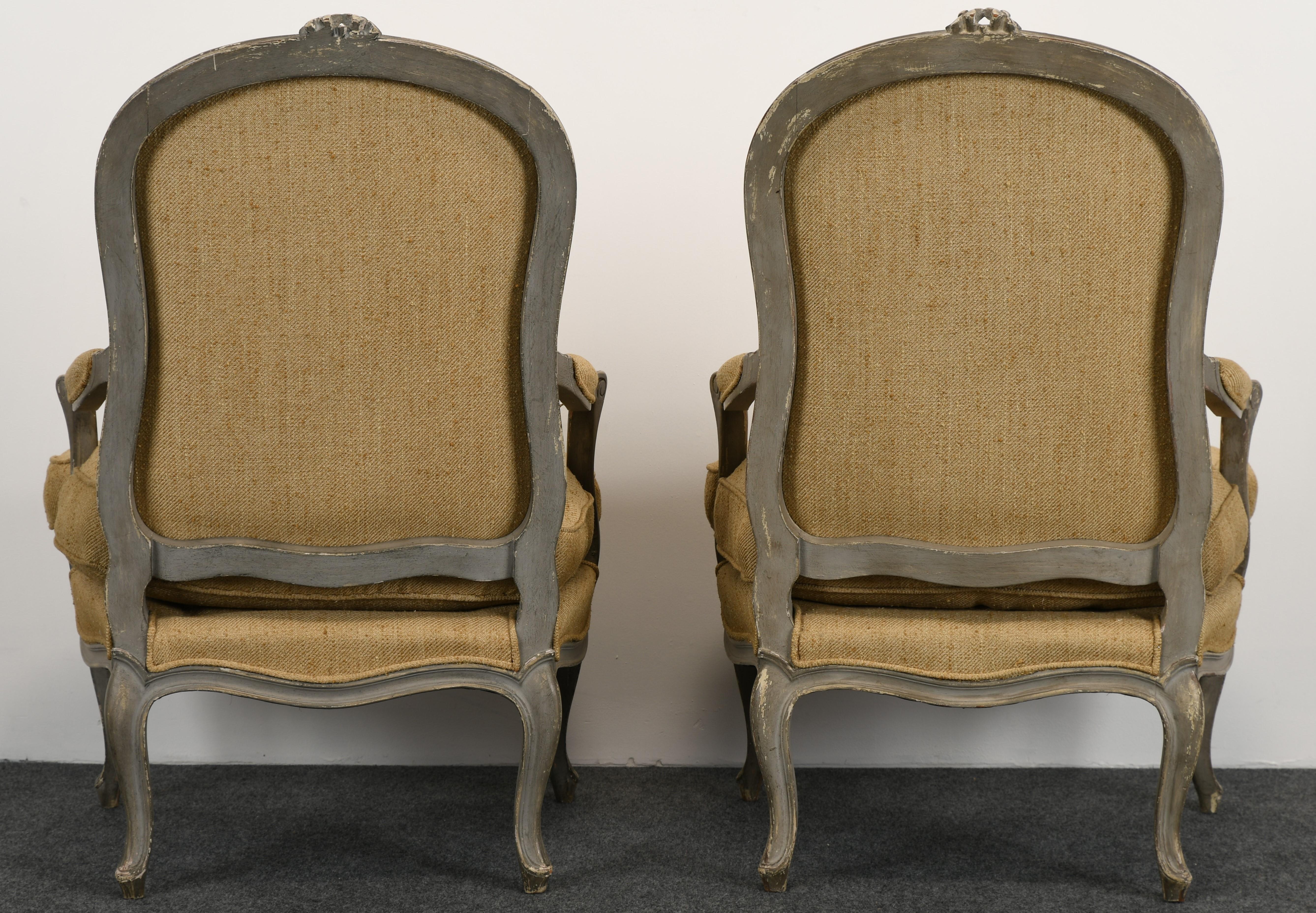 Pair of Louis XV Style Painted Armchairs, 1920s 5