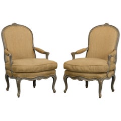 Pair of Louis XV Style Painted Armchairs, 1920s Pair of Louis XV Style Painted Armchairs, 1920s
