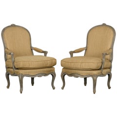 Pair of Louis XV Style Painted Armchairs, 1920s Pair of Louis XV Style Painted Armchairs, 1920s
