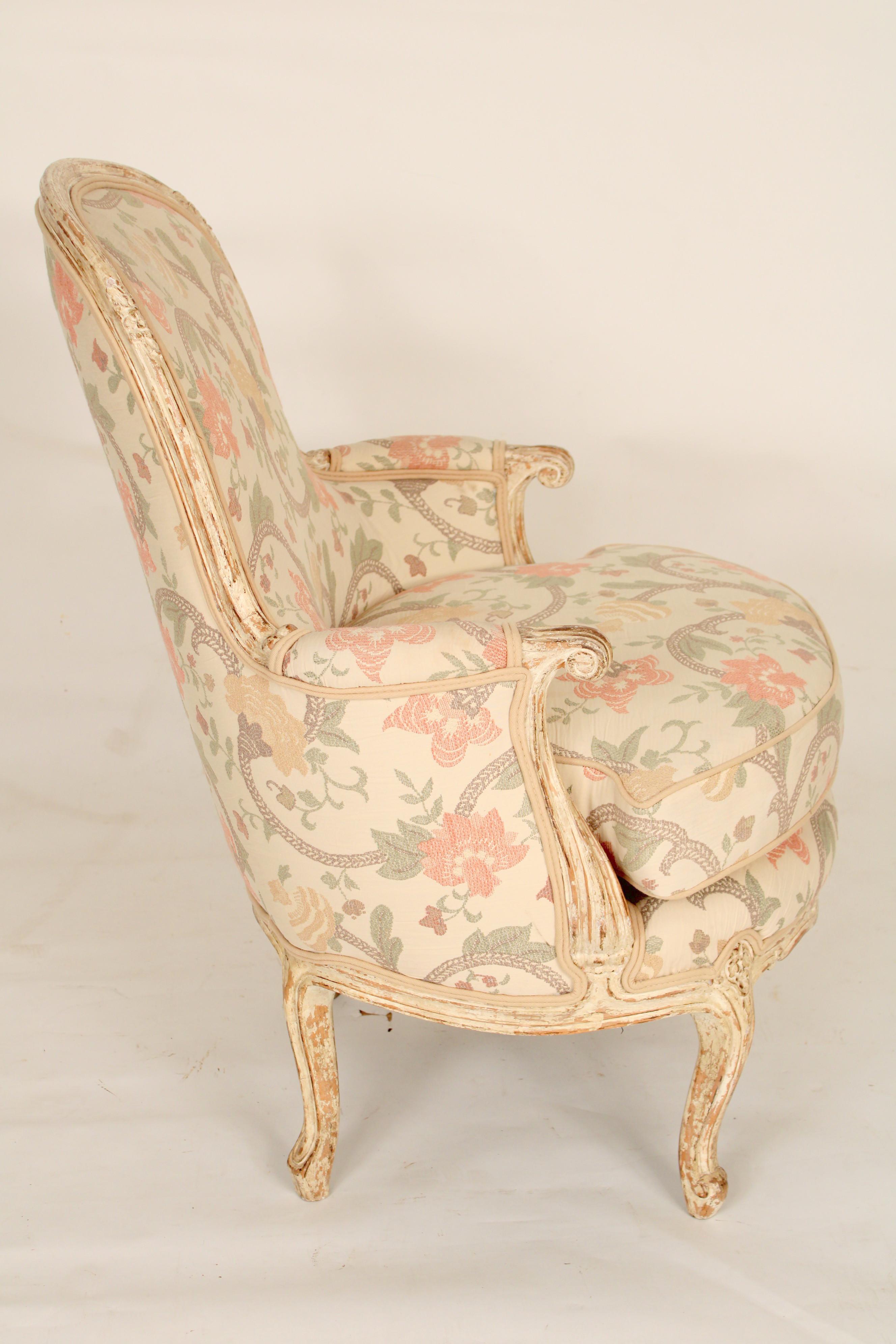 Mid-20th Century Pair of Louis XV Style Painted Bergeres