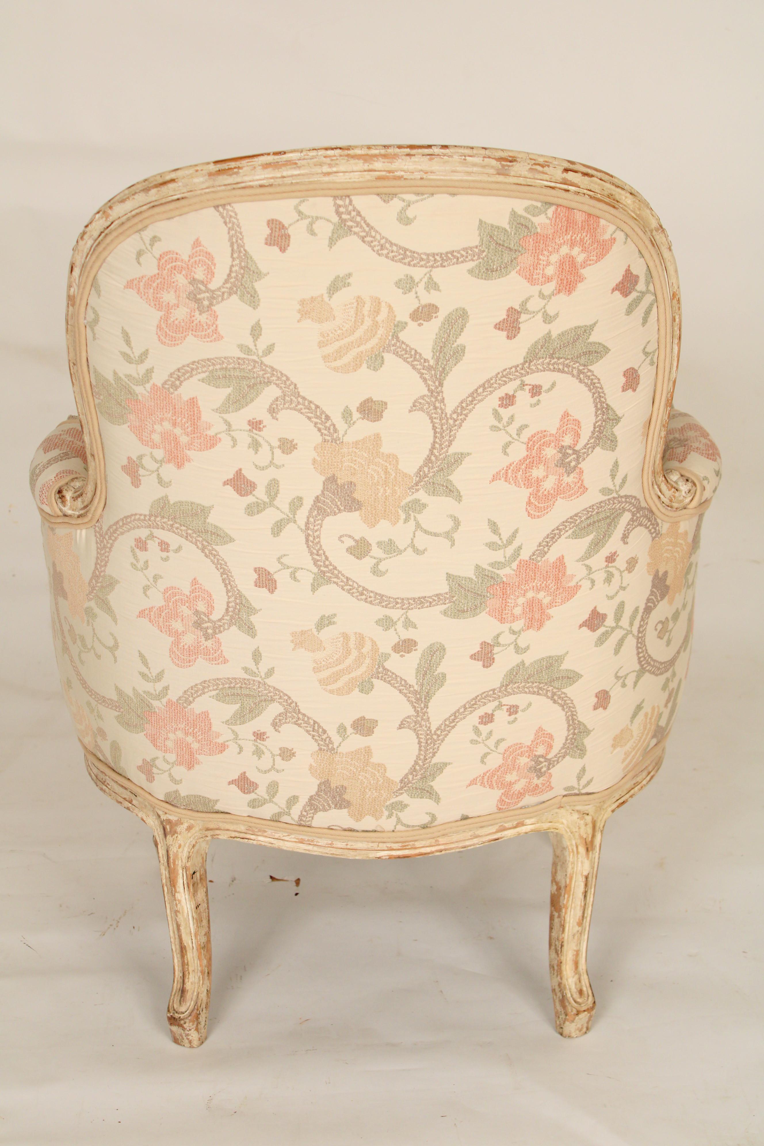 Upholstery Pair of Louis XV Style Painted Bergeres