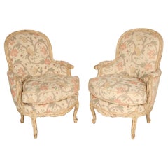 Pair of Louis XV Style Painted Bergeres
