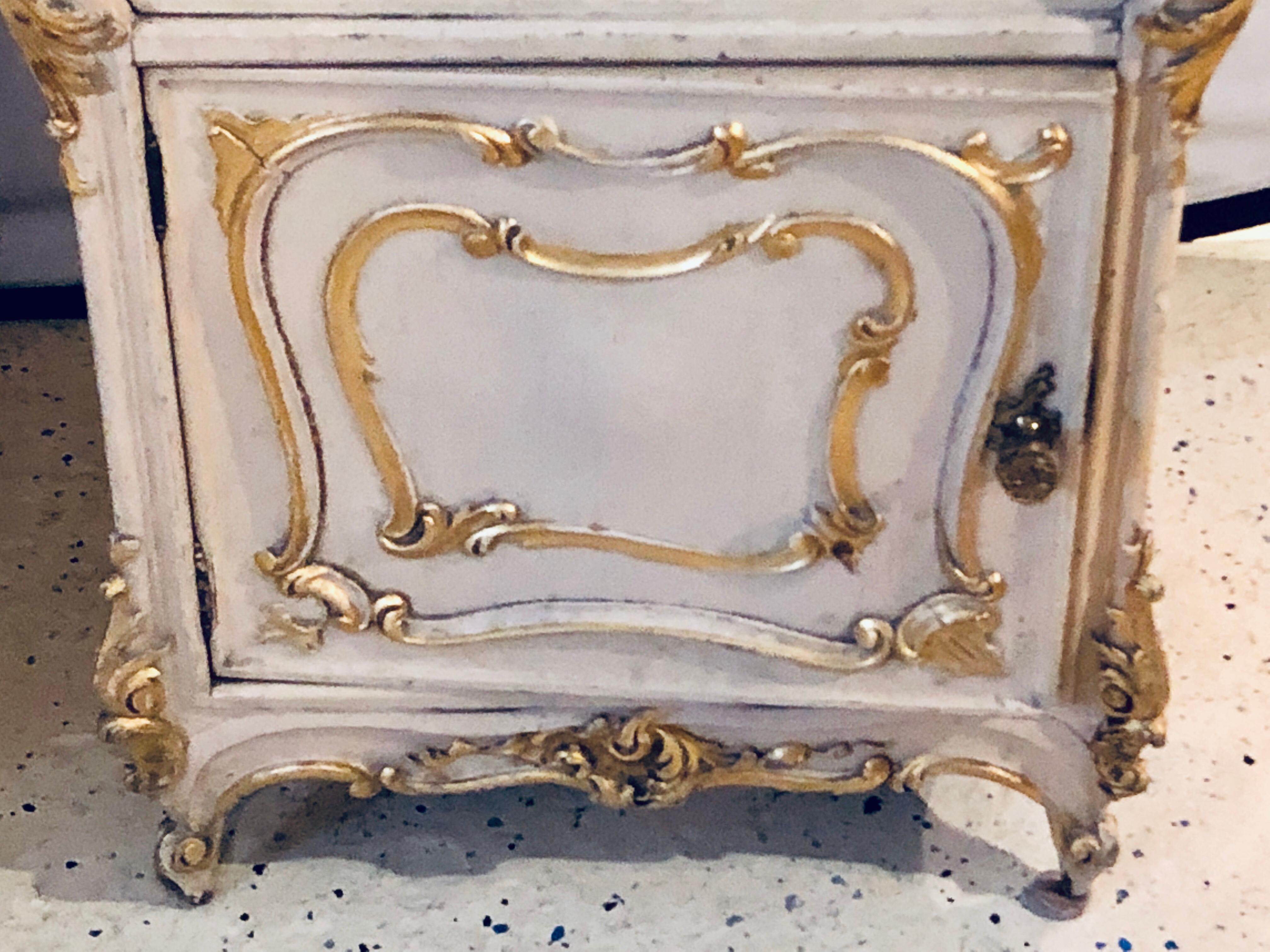 Pair of Louis XV Style Painted Cabinets, Nightstands or End Tables 4
