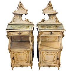 Pair of Louis XV Style Painted Cabinets, Nightstands or End Tables Pair of Louis XV Style Painted Cabinets, Nightstands or End Tables