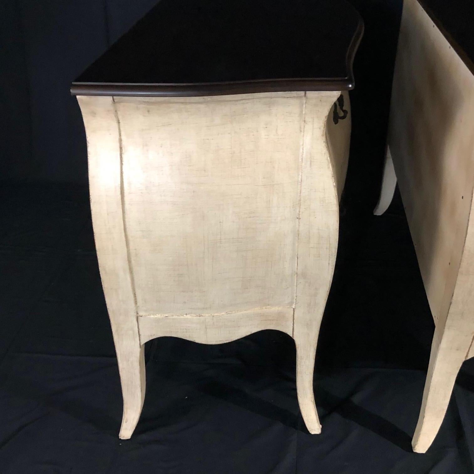 Pair of Louis XV Style Painted Chests of Drawers or Commodes or Nightstands 2