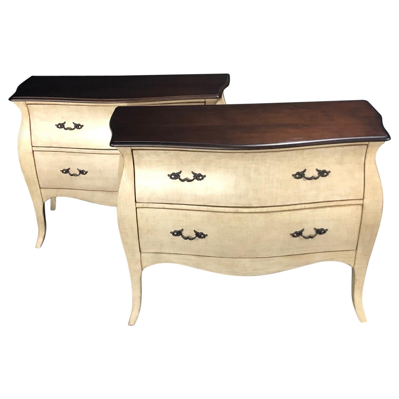 Pair of Louis XV Style Painted Chests of Drawers or Commodes or Nightstands