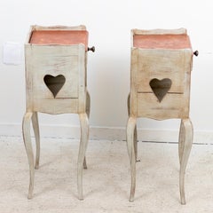 Pair of Louis XV Style Painted Tables with Faux Marbleized Top