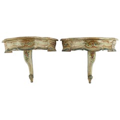 Used Pair of Louis XV Style Painted Wall Shelves