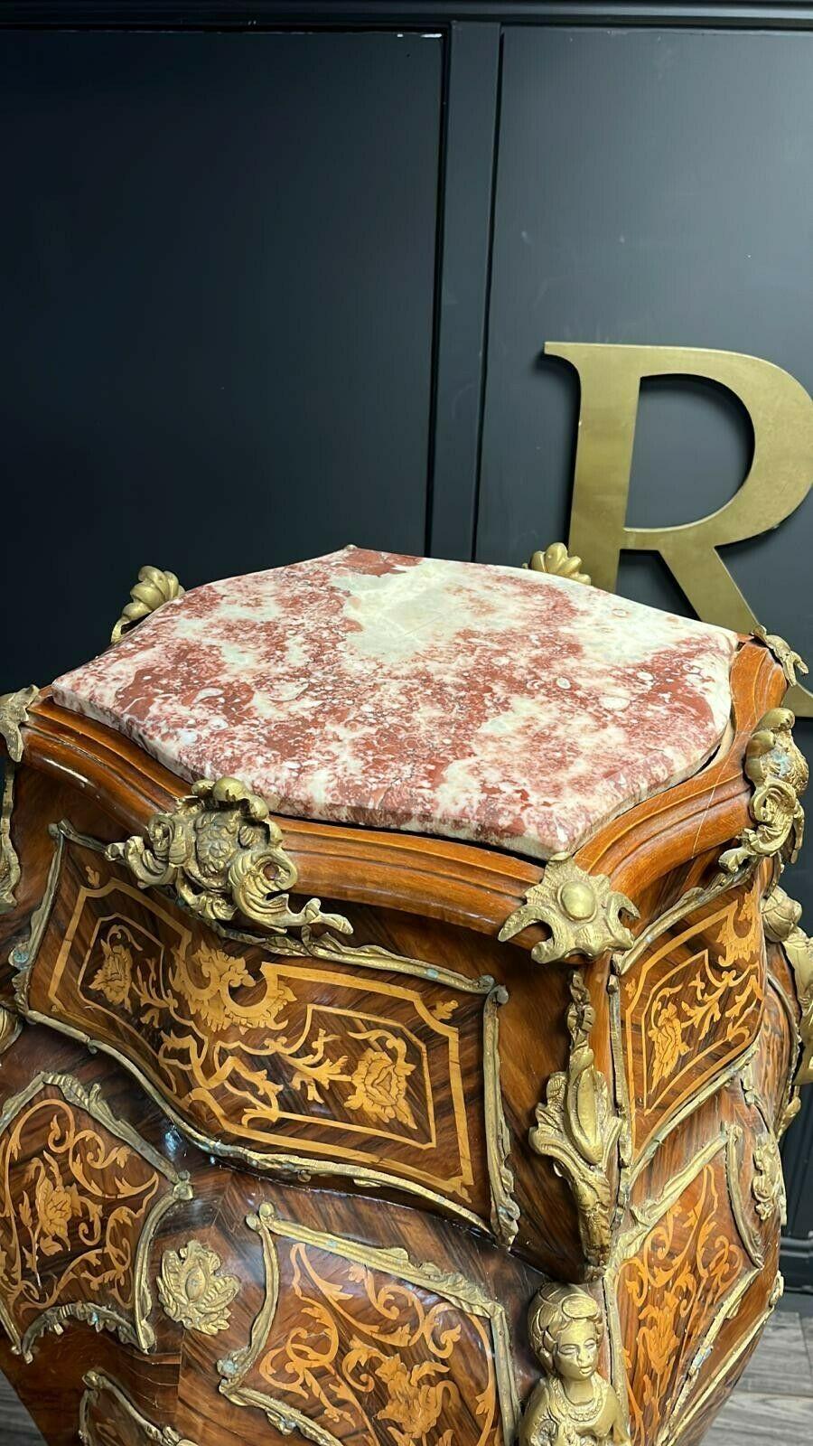 These Absolutely Fantastic Pair of Louis XV Style Bombe Pedestals, were sourced from an amazing cathedral in Winchester England, they have an abundance of charm and style and would of any offer an immediate wow factor  to the entrance hall or living