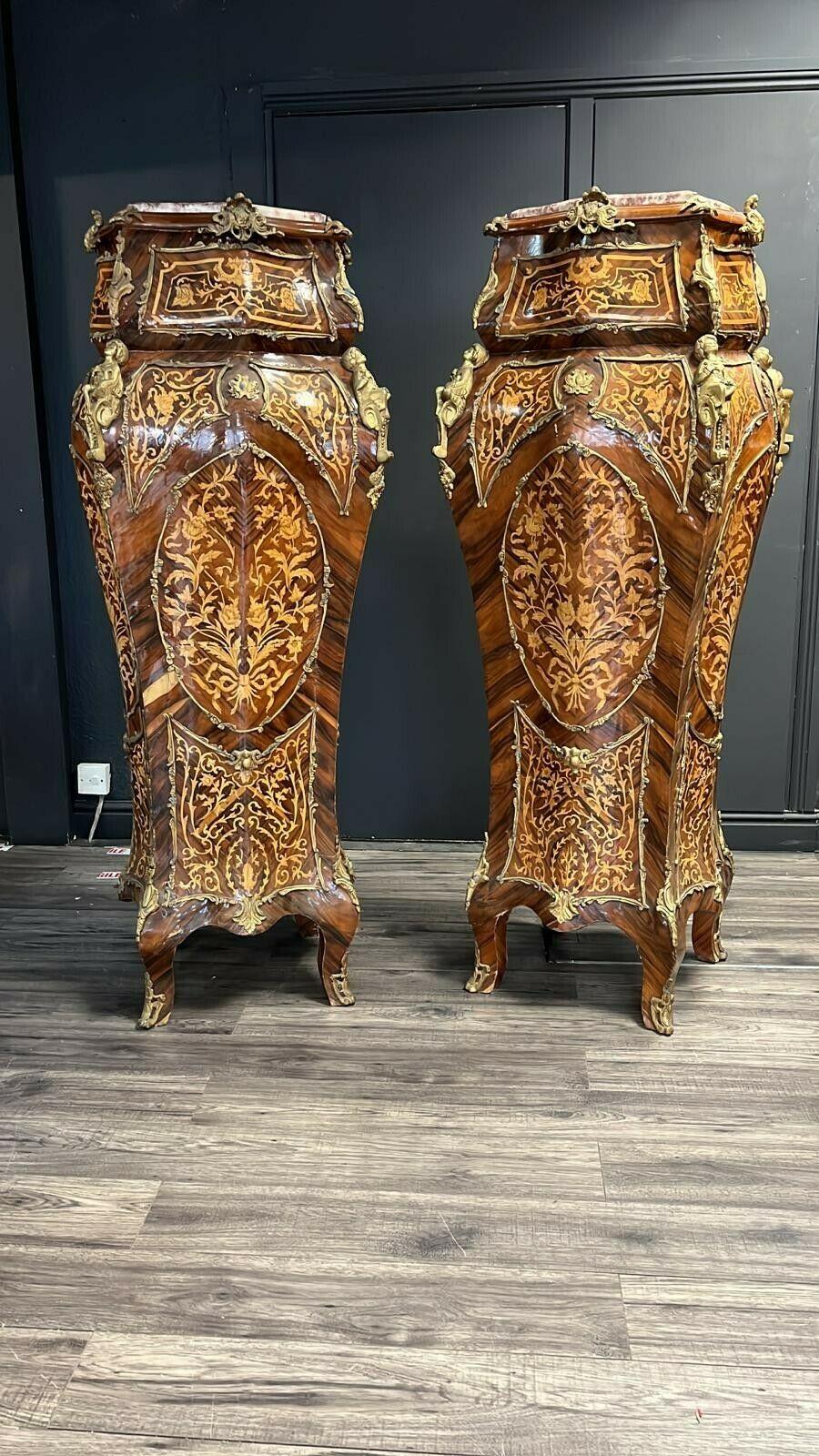 Rococo Pair of French Louis XV Style Bombe Pedestals