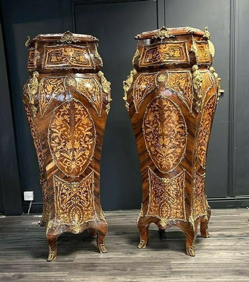 Pair of French Louis XV Style Bombe Pedestals In Fair Condition In Buxton, GB