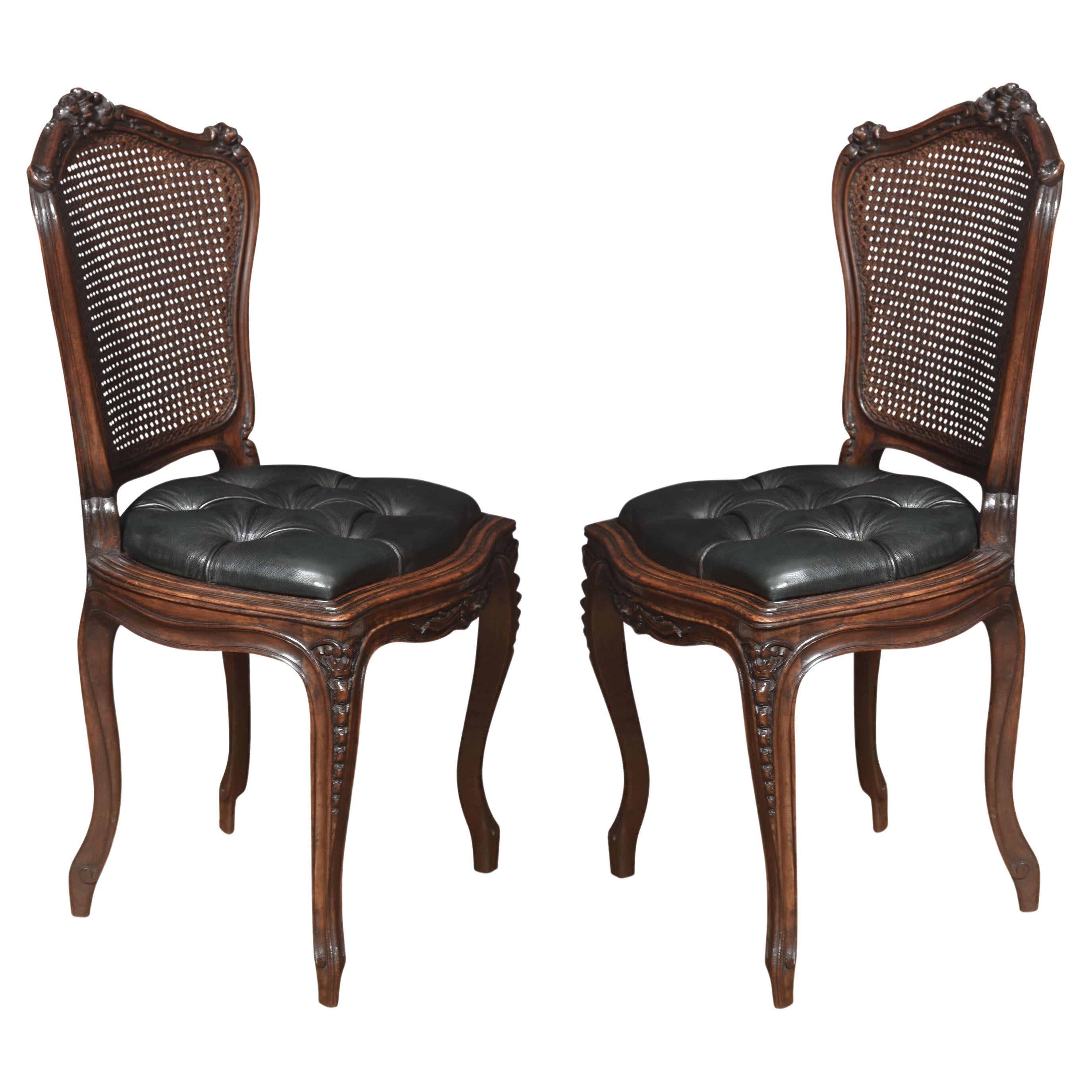 Pair of Louis XV style side chairs For Sale