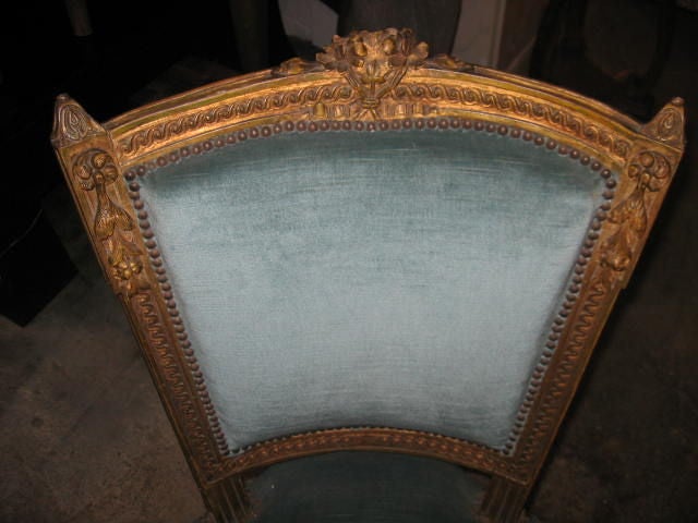 French Pair of Louis XV Style Side Chairs in Original Gilt Finish For Sale