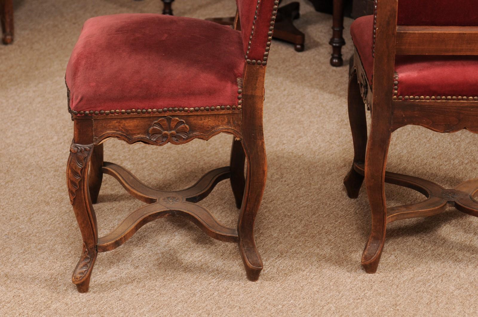 Pair of Louis XV Style Side Chairs with Upholstered Backs, France, ca. 1890 For Sale 4