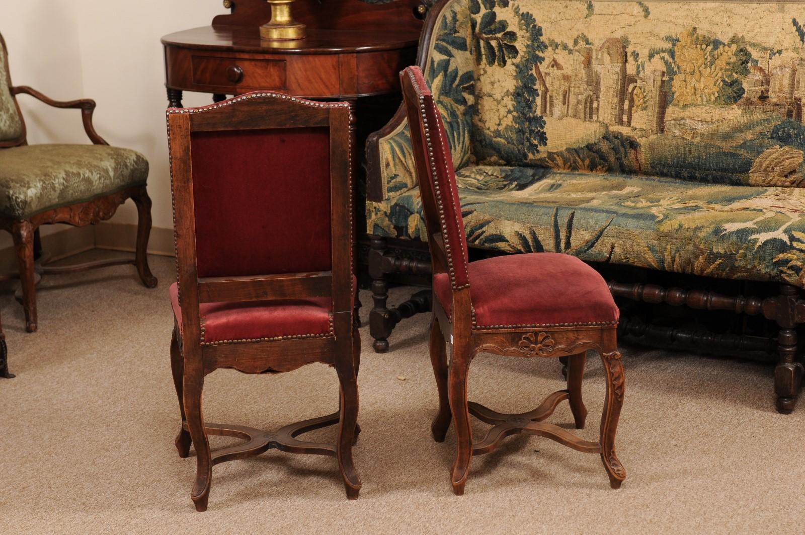 Pair of Louis XV Style Side Chairs with Upholstered Backs, France, ca. 1890 For Sale 2