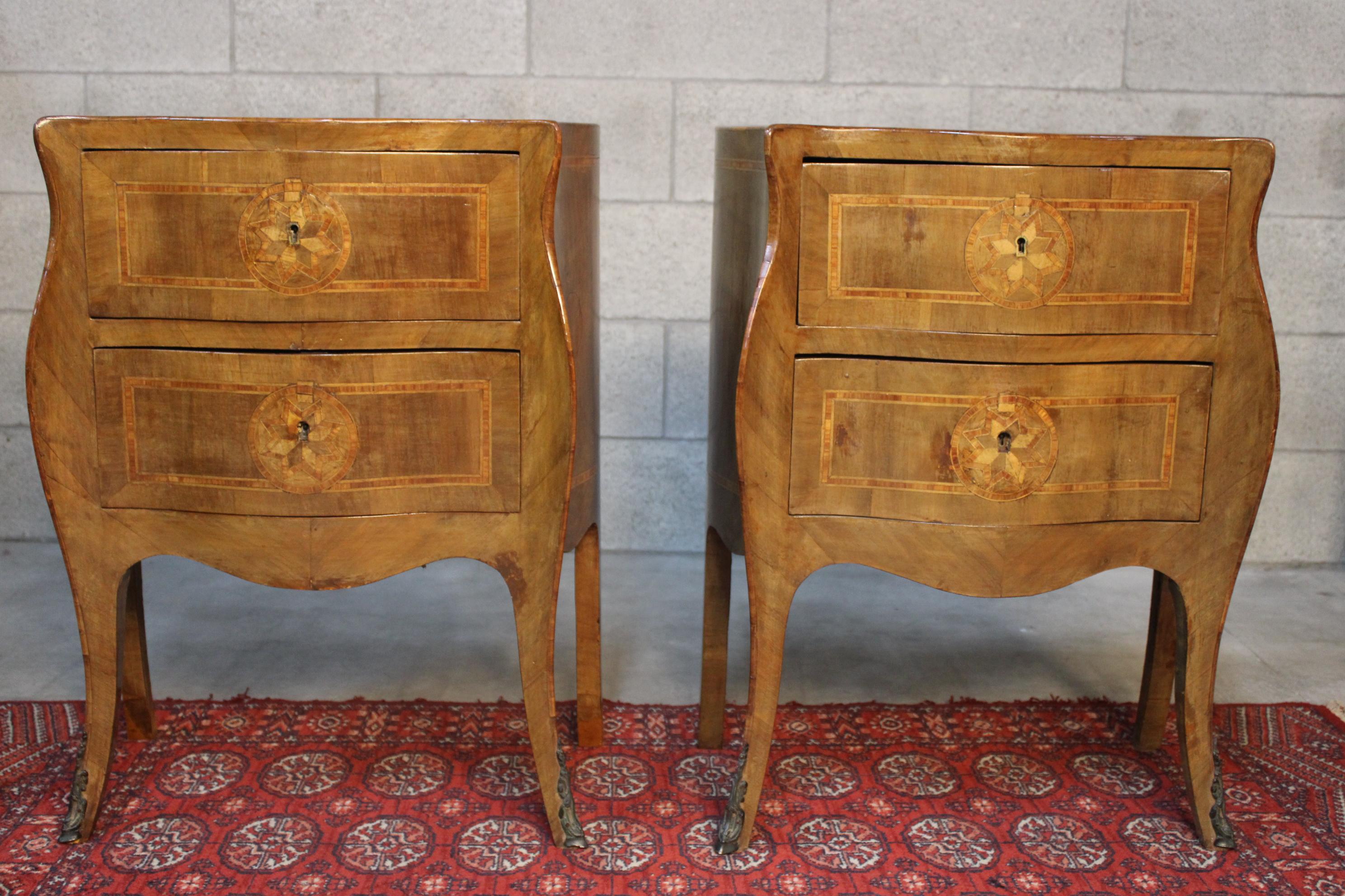 Pair of Louis XV Style Side Commodes circa 1870 Napoli For Sale at 1stDibs