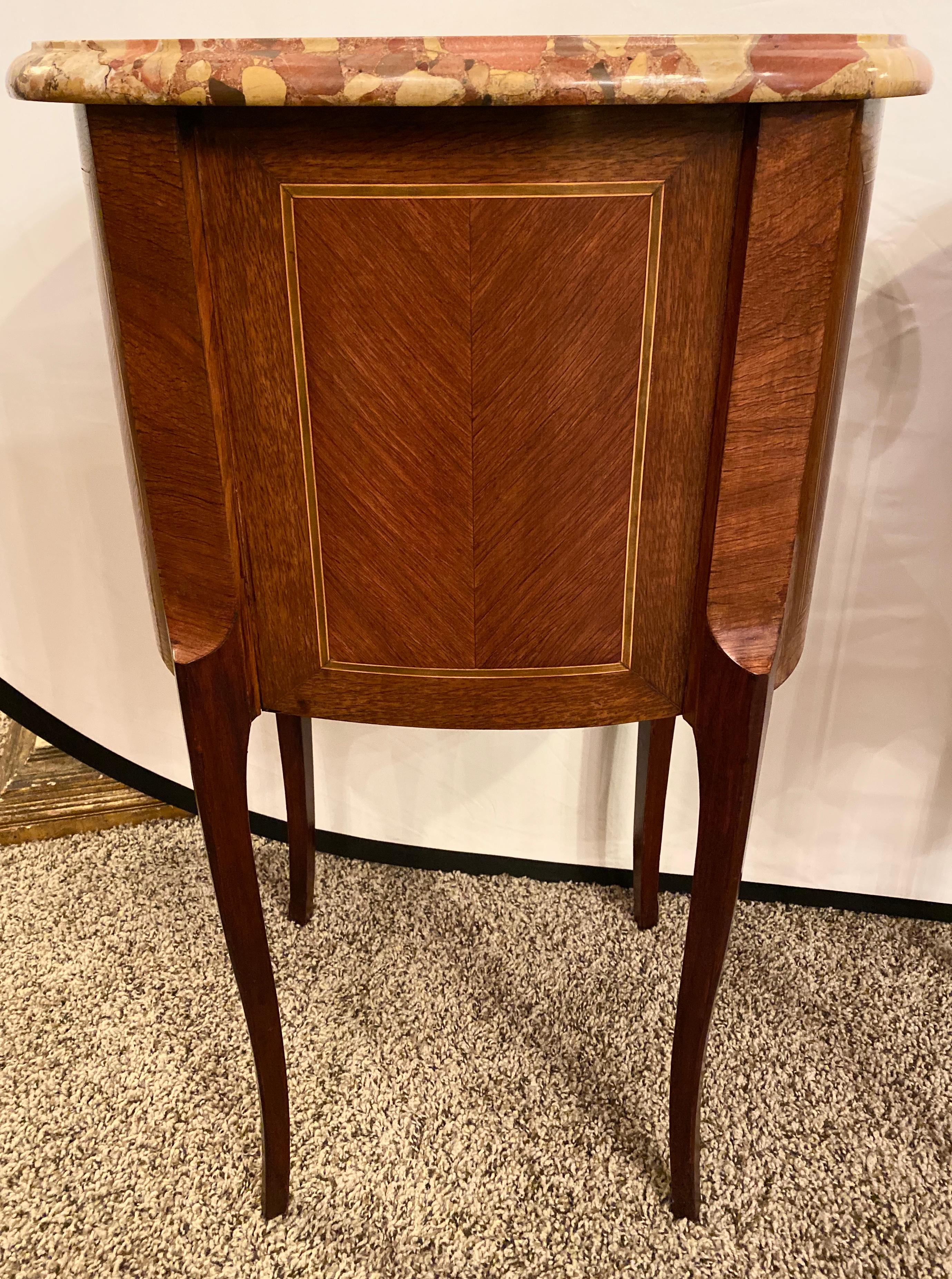 Pair of Louis XV Style Side / End Tables with Breche D'alep Original Marble Top 9