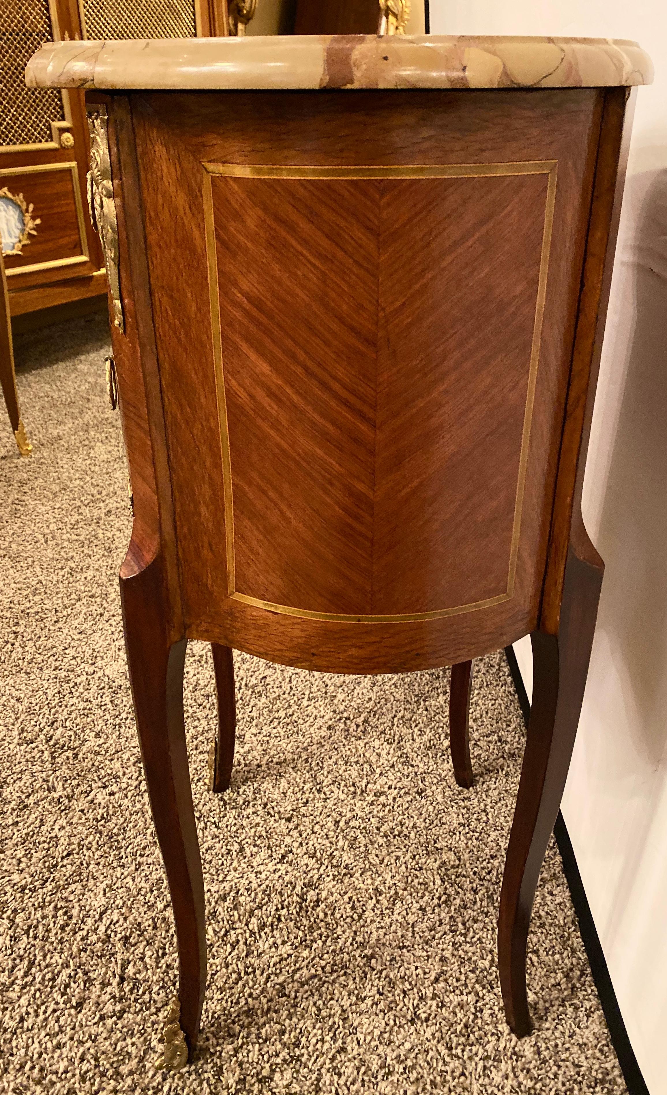 Pair of Louis XV Style Side / End Tables with Breche D'alep Original Marble Top 10